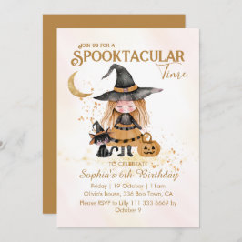 スポオクタキュラータイムハロウィーンウィッチガール誕生日 招待状