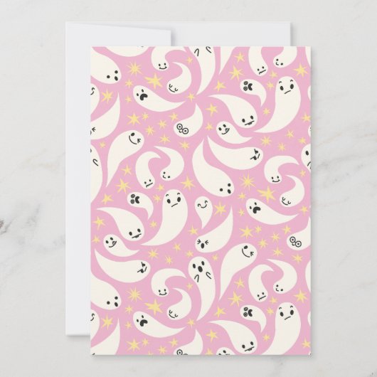 スポオクタキュラーハロウィーンピンク幽霊誕生日 招待状 (裏面)