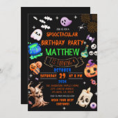 スポオクタキュラーハロウィーン子供の誕生日パーティー 招待状 (正面/裏面)