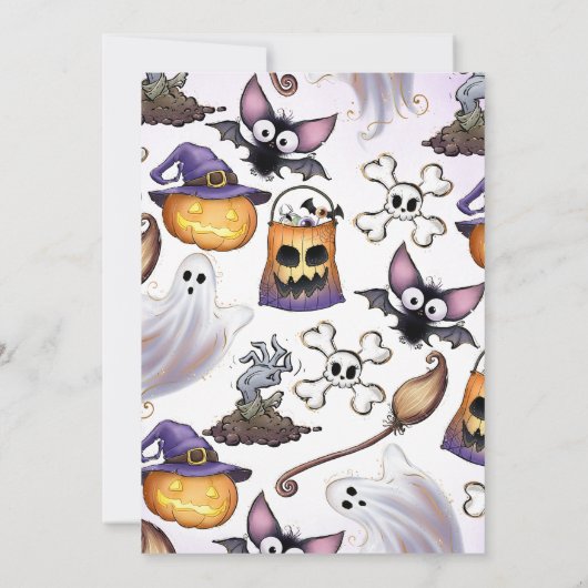 スポオクタキュラーパープルハロウィーン誕生日 招待状 (裏面)