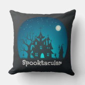 スポオクタキュラーブルー&ブラックハ幽霊のよく出るウス クッション (正面)