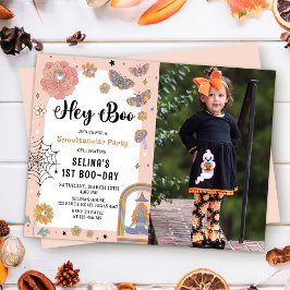 スポオクタキュラ幽霊ハロウィーンガール誕生日写真 招待状