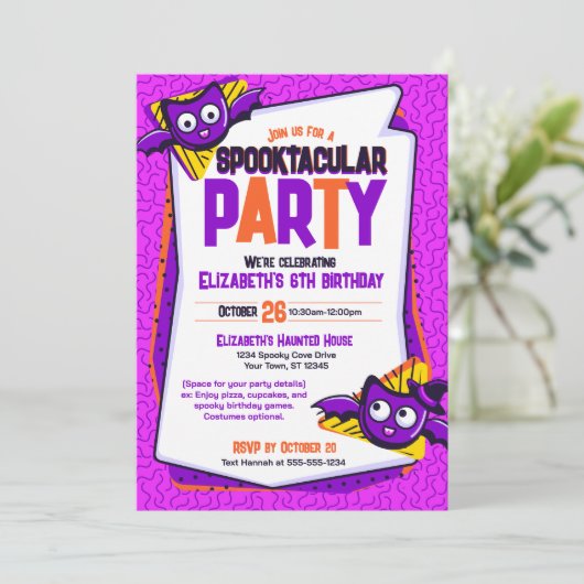 スポオクタクルこうもり誕生日招待状 招待状 (スタンド正面)