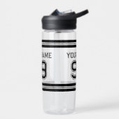 スポカスタムートジャージー州番号ストライプ競技用プラスチック ウォーターボトル (左面)