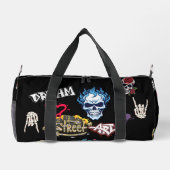 スポカスタムーモダンクなストリートパターンブラック ダッフルバッグ (裏面)