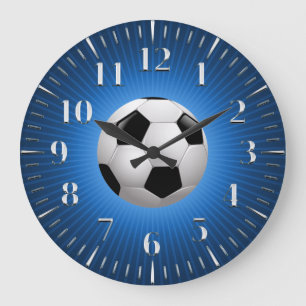 スポカッコいいーツサッカー  サッカーブルー ラージ壁時計
