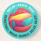 スポカラフルートバスケットボールターコイズスラムダンク コースター (正面)