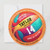 スポクールートカラフルオールスターバスケットボール誕生日 招待状 (正面)