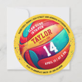 スポクールートカラフルスラムダンクイエローバスケットボール 招待状 (正面)