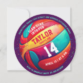 スポクールートカラフルスラムダンクパープルバスケットボール 招待状 (正面)