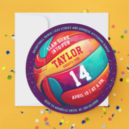 スポクールートカラフルスラムダンクパープルバスケットボール 招待状