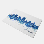 スポケーンワシントンスカイラインブルー ドアマット (アングル)