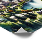 スポケーンワシントン有名な旅行の場所の水色 ポスター (角)