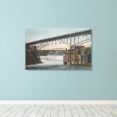 スポケーンワシントン – モンロー通り キャンバスプリント (インサイチュ (ウッドフロア))