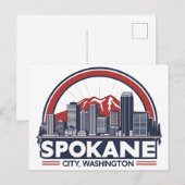 スポケーンワシントンDCスカイライン ポストカード (正面/裏面)