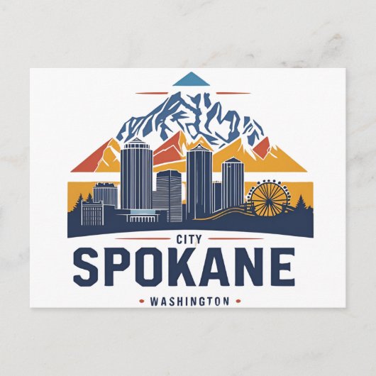 スポケーンワシントンDCスカイライン ポストカード (正面)