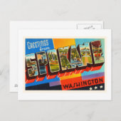 スポケーンワシントンWAオールドヴィンテージ旅行土産 ポストカード (正面/裏面)