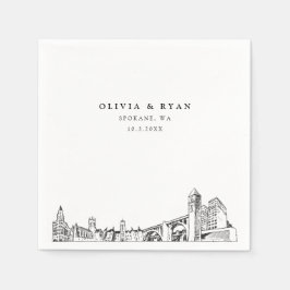 スポケーン結婚のミニマル紙 スタンダードカクテルナプキン