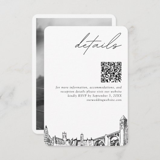 スポケーン結婚のモダン詳細QRコード エンクロージャーカード (正面/裏面)