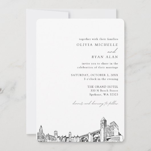 スポケーン結婚ズエレガントスカイライン招待状 招待状 (正面)