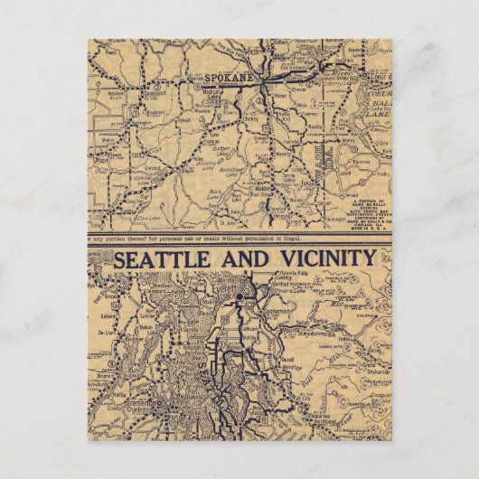 スポケーン、シアトル ポストカード (正面)