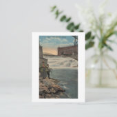 スポケーン、ワシントン州 - ローワー・フォールズで釣りをするカップル ポストカード (スタンド正面)