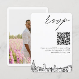 スポケーン 結婚式 現代的な RSVP QR コード エンクロージャーカード