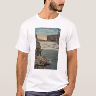 スポケーン、WA -より低い滝のカップルの魚釣り Tシャツ