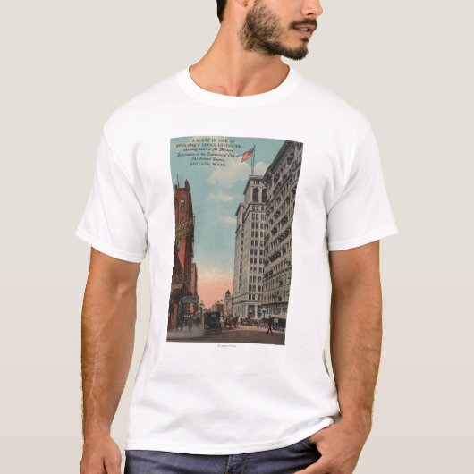 スポケーン、WA - Horsecartsの都心の眺め Tシャツ (正面)