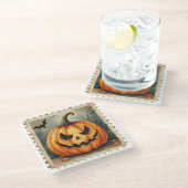 スポックに刻印:ジャック・オ・ランタンのポスト ガラスコースター (アングル)