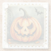 スポックに刻印:ジャック・オ・ランタンのポスト ガラスコースター (裏面)