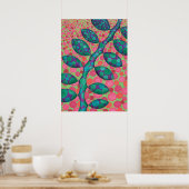 スポッテッドつる植物抽象芸術アートプリント ポスター (キッチン)