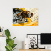 スポッテッドドッグオンカーライドアートプリント ポスター (ホームオフィス)