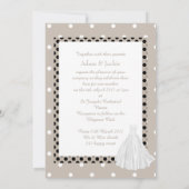 スポッテッドホワイトガウン結婚式招待状セピア 招待状 (裏面)