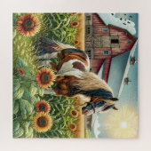 スポッテッドホース素朴、納屋、サンライジングオンファーム ジグソーパズル (横)