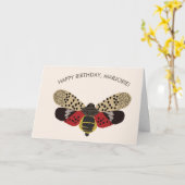 スポッテッドランタンフライバグパーソナライズされた誕生日 カード (黄色い花)