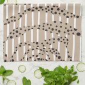 スポットとストライプ2 – トープ、白黒 キッチンタオル (折り畳み)