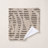 スポットとストライプ2 – トープ、白黒 バスタオルセット (ウォッシュタオル)