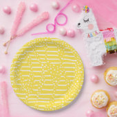 スポットとストライプ2 – レモンイエローとホワイト ペーパープレート (パーティー)