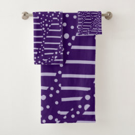 スポットとストライプ2 – 紫 バスタオルセット
