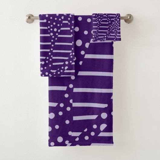 スポットとストライプ2 – 紫 バスタオルセット (インサイチュ)