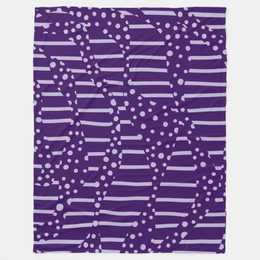 スポットとストライプ2 – 紫 フリースブランケット (正面)
