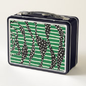 スポットとストライプ2 – 緑、クリーム、黒 メタルランチボックス (裏面)