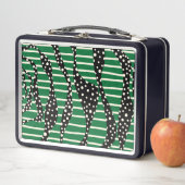 スポットとストライプ2 – 緑、クリーム、黒 メタルランチボックス (インサイチュ)
