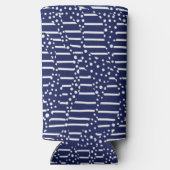 スポットとストライプ2 – 青と白 スリム缶クーラー (裏面)