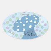スポットとドット 青いキノコのパン屋 楕円形シール (正面)