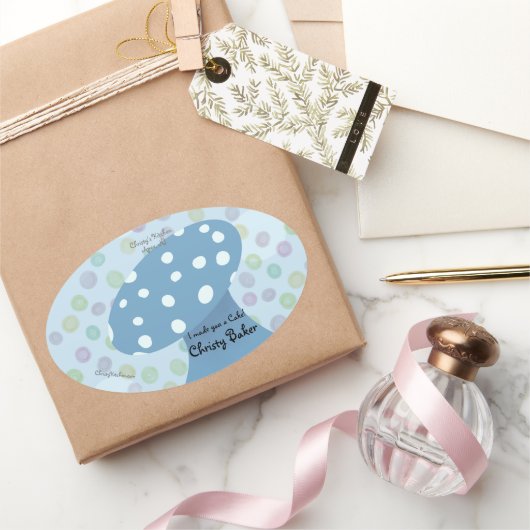 スポットとドット 青いキノコのパン屋 楕円形シール (ギフト)