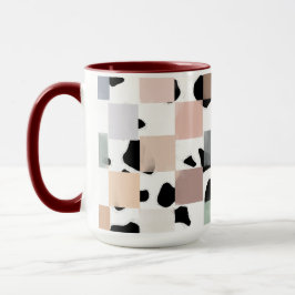 スポットと市松模様に マグカップ