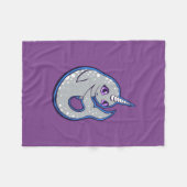 スポットインク付きグレイ鳴鯨スケッチデザイン フリースブランケット (正面(横))