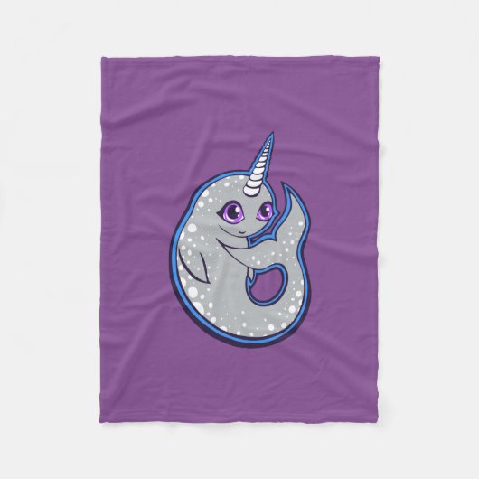 スポットインク付きグレイ鳴鯨スケッチデザイン フリースブランケット (正面)